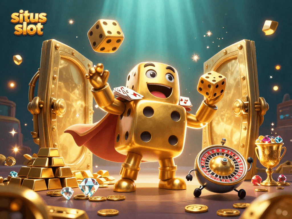 Permainan situs slot dengan makhluk dadu emas raksasa yang memukau.