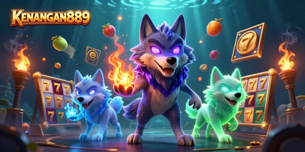 Engage with KENANGAN889's thrilling slot experience featuring vibrant 3D characters and dynamic game elements.