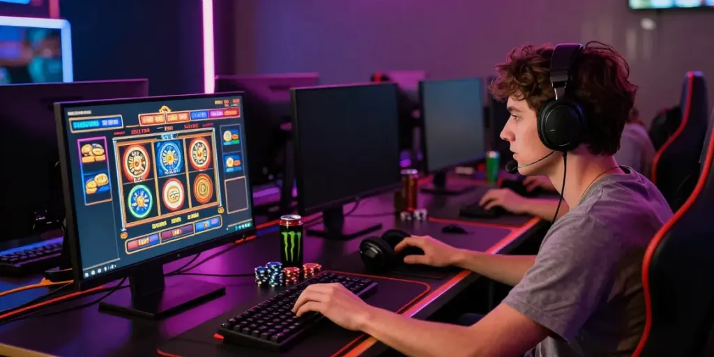 NAGAHOKI303, pengalaman bermain slot online yang mendebarkan dengan fokus pada layar game dan suasana menarik.