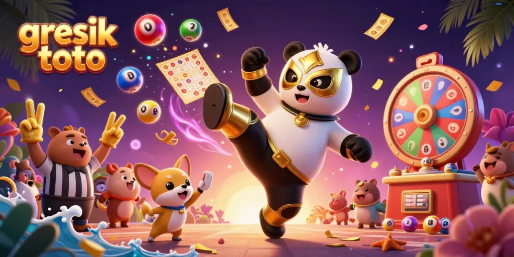 Experience the vibrant "gresik toto" gaming scene, featuring unique characters and dynamic casino elements.