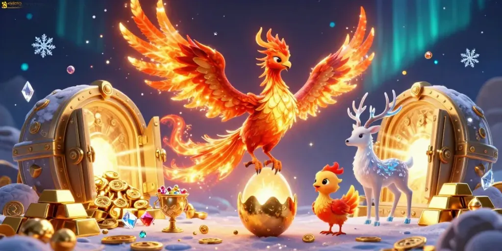 Experience the magic of olxtoto link alternatif with a vibrant 3D casino scene featuring mystical characters and dazzling treasures.