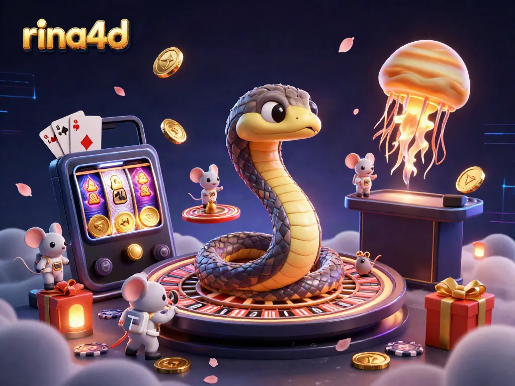 Experience the thrill of rina4d with cartoon characters in a vibrant casino scene.