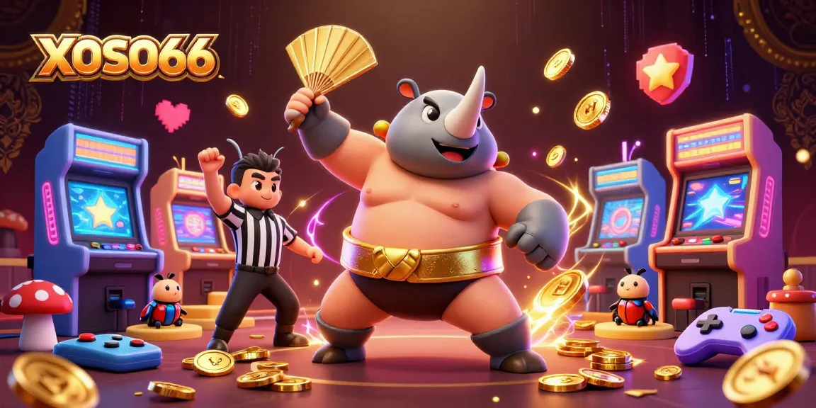 XOSO66 engages players with vibrant arcade action amid a colorful casino atmosphere.