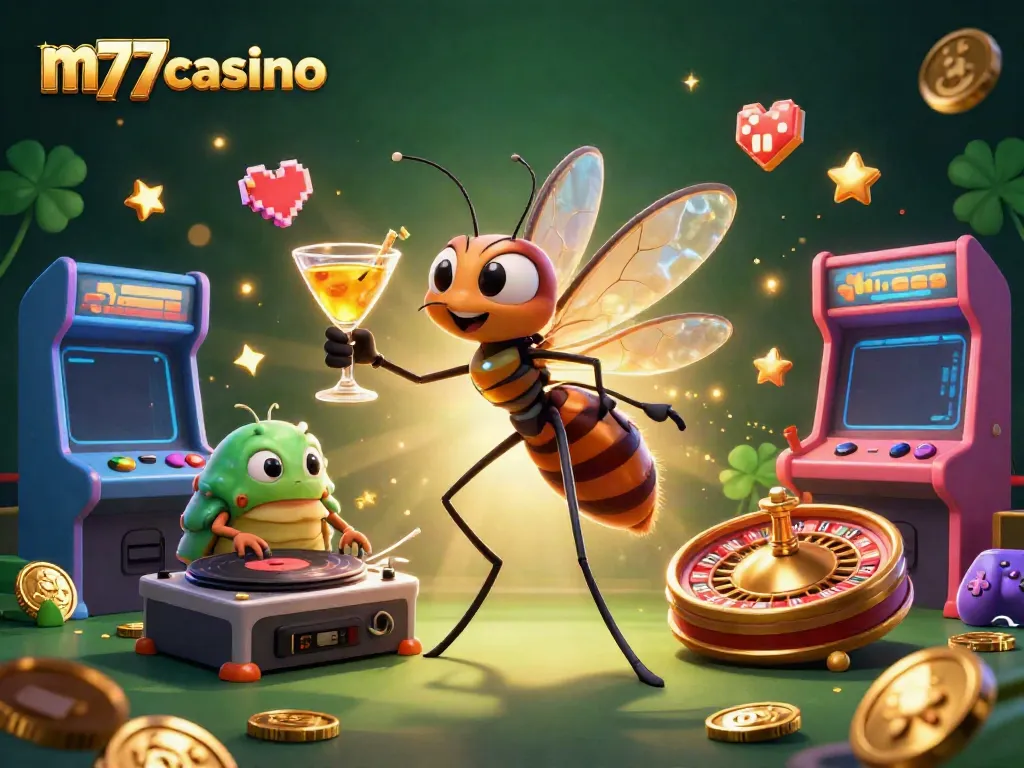 Raih kemenangan di m77casino dengan ilustrasi 3D menyenangkan yang menggambarkan karakter kasino unik.