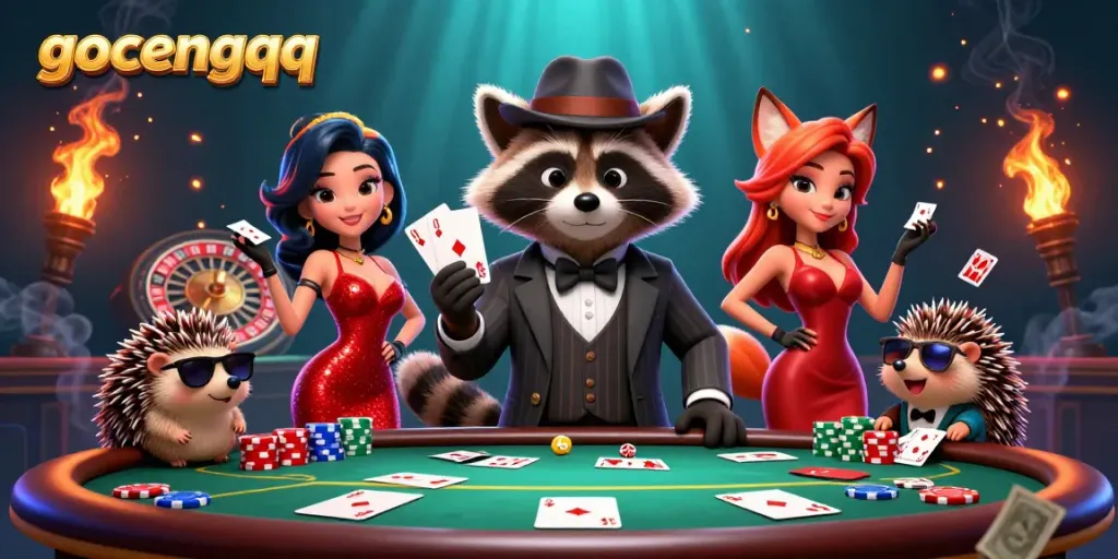Keberuntungan menanti di gocengqq dengan rakun yang memenangkan royal flush dalam permainan poker.