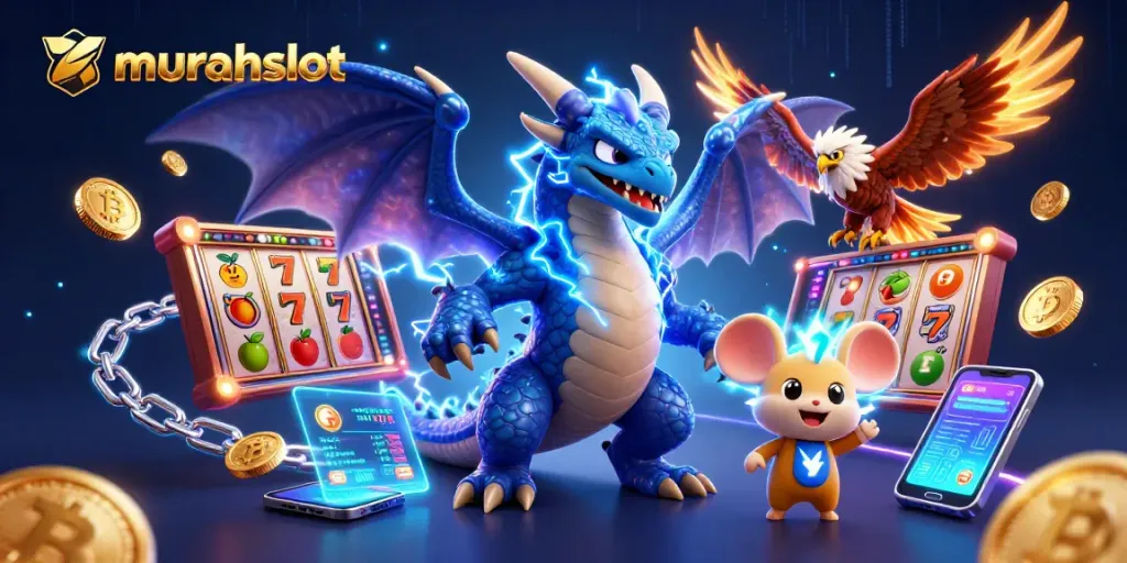 Permainan slot menarik dengan murahslot yang menampilkan karakter kartun dan elemen kripto yang memukau.