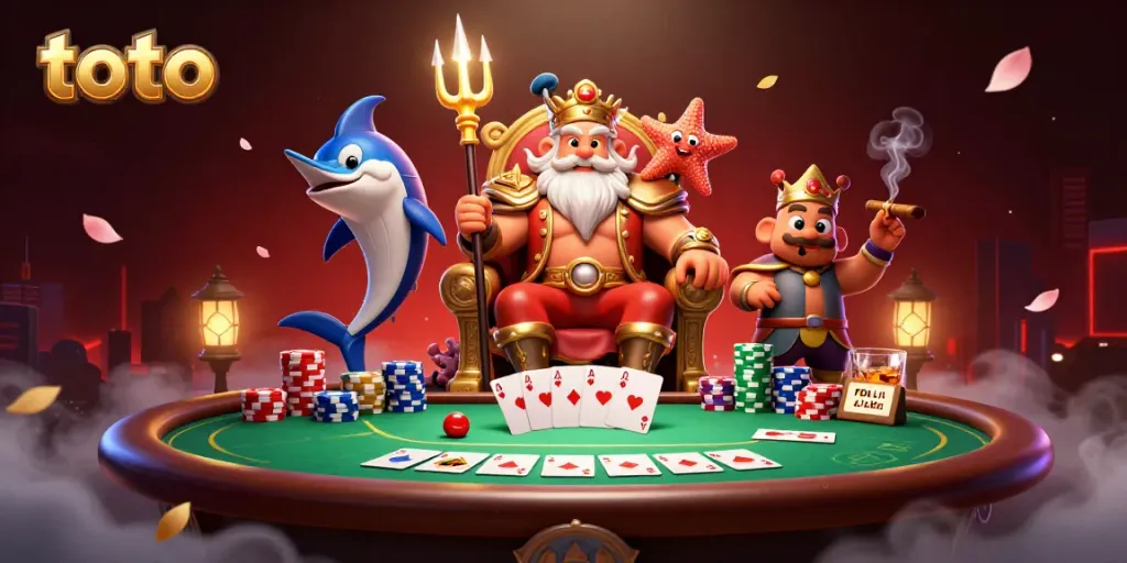 Gambarkan pengalaman toto yang menakjubkan dengan raja laut, mengelilingi meja poker yang penuh harta.