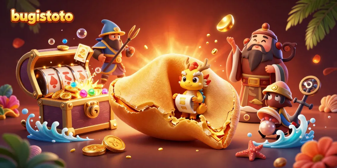 Permainan slot bugistoto menghadirkan peti harta karun yang meledak dengan koin emas dan simbol keberuntungan.