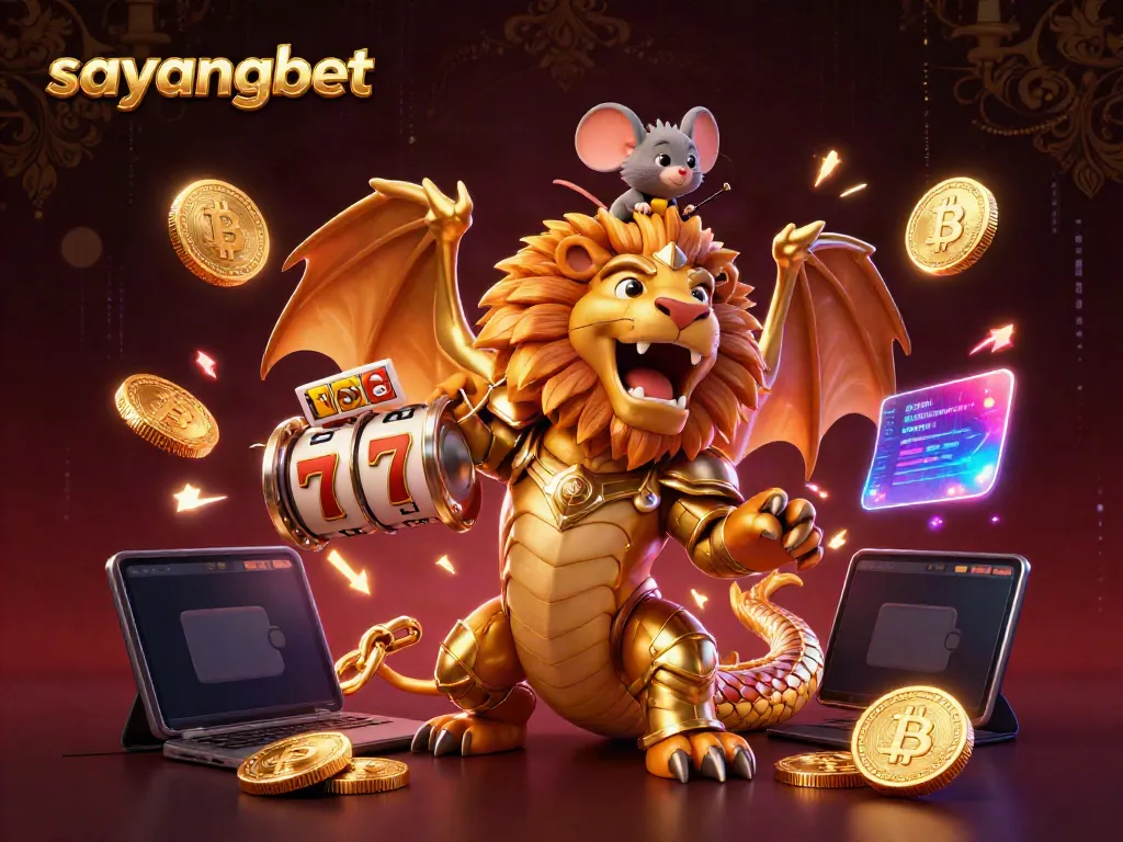 Experience thrilling slots and jackpots at sayangbet with a vibrant 3D chimera scene.