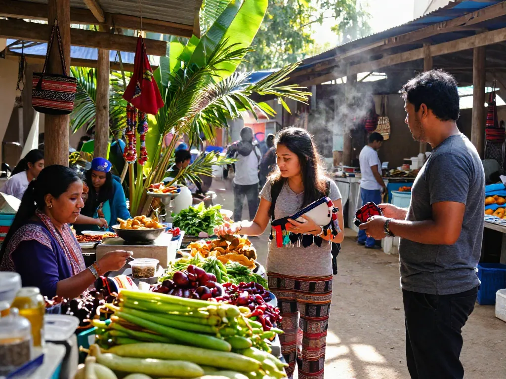 Pasar lokal Pakhoki dengan pedagang ramah dan kerajinan tradisional.