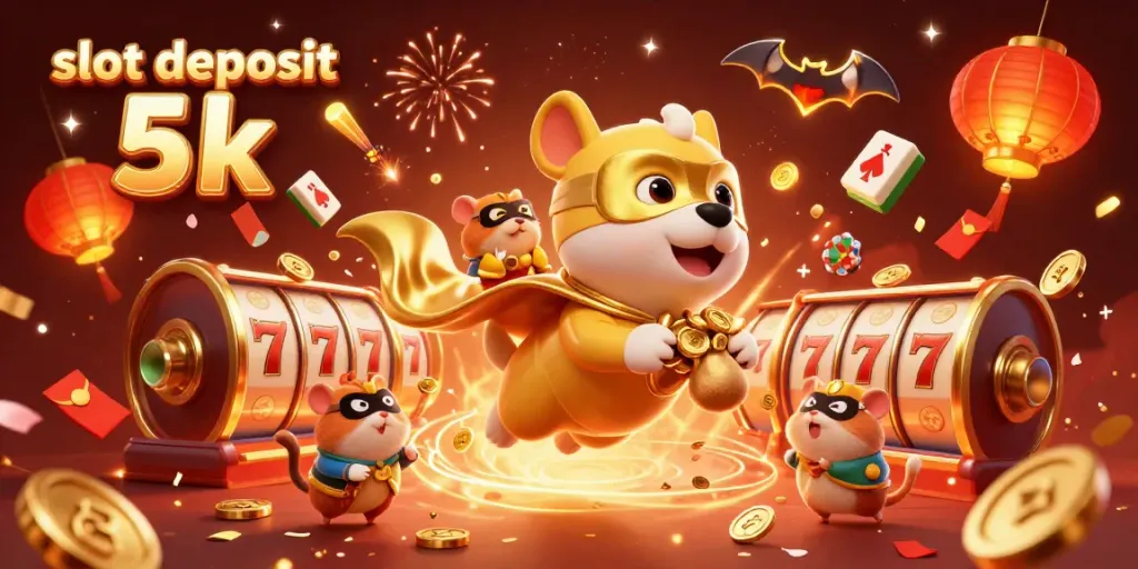 Slot deposit 5k dengan anjing superhero terbang membawa koin emas dan teman hamster di punggungnya